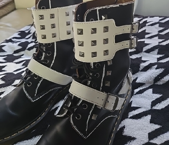 Dr. Martens Joska Stud Black And White Boots - Picture 3 of 8